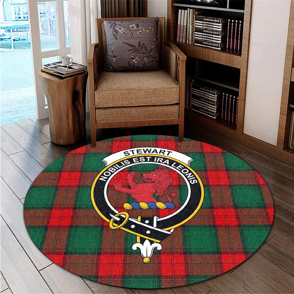 Stewart Atholl Modern Tartan Classic Crest Round Carpet