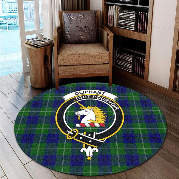 Oliphant Modern Tartan Classic Crest Round Carpet