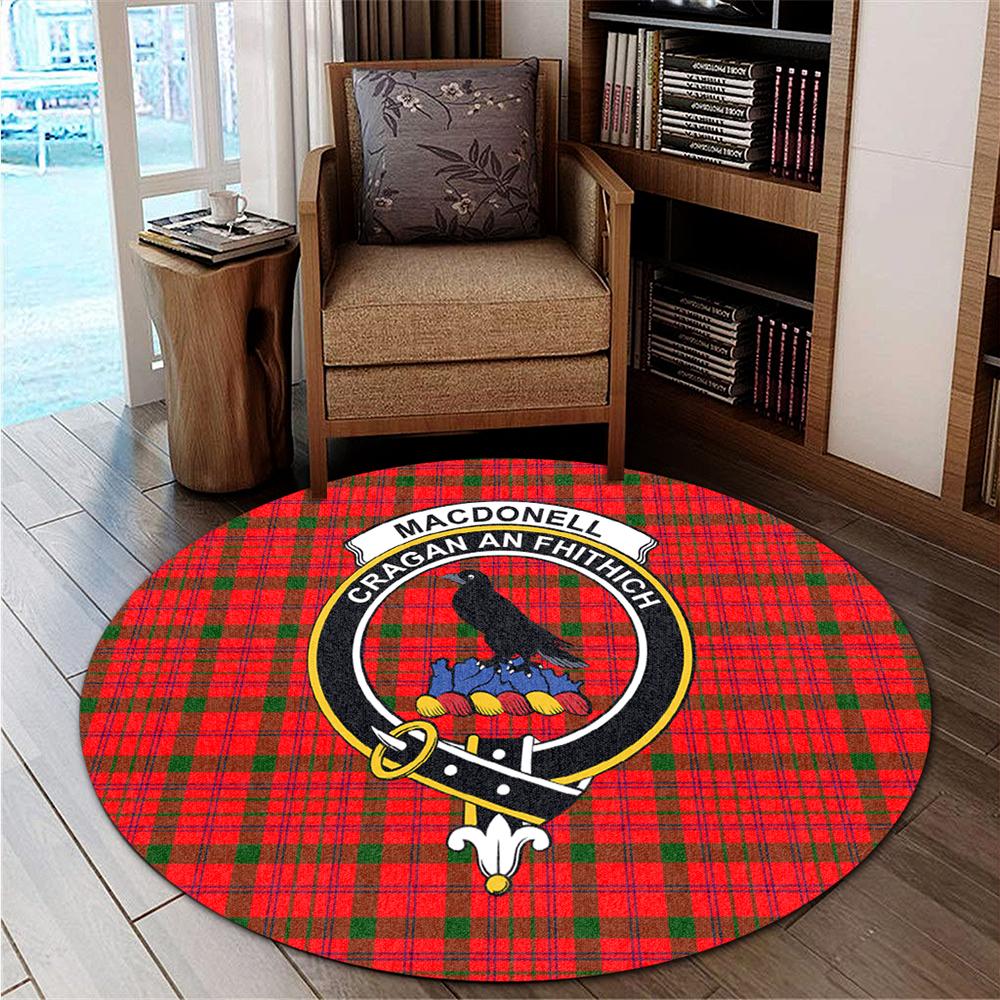 MacDonnell of Keppoch Modern Tartan Classic Crest Round Carpet