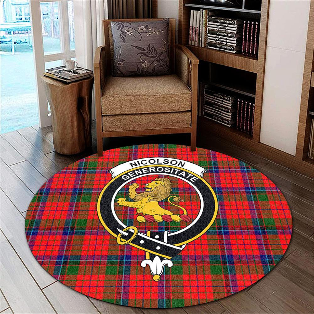 Nicolson Modern Tartan Classic Crest Round Carpet