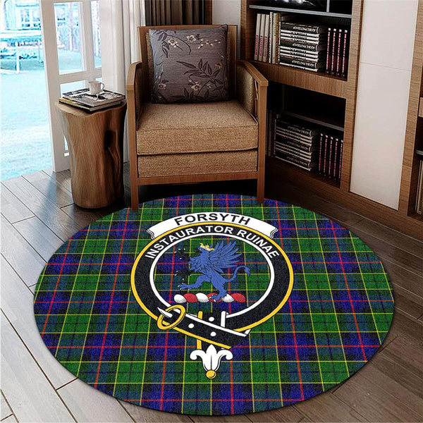 Forsyth Modern Tartan Classic Crest Round Carpet