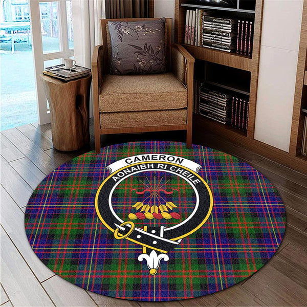 Cameron of Erracht Modern Tartan Classic Crest Round Carpet