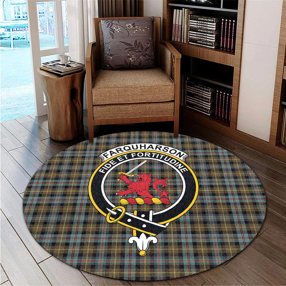 Farquharson Weathered Tartan Classic Crest Round Carpet