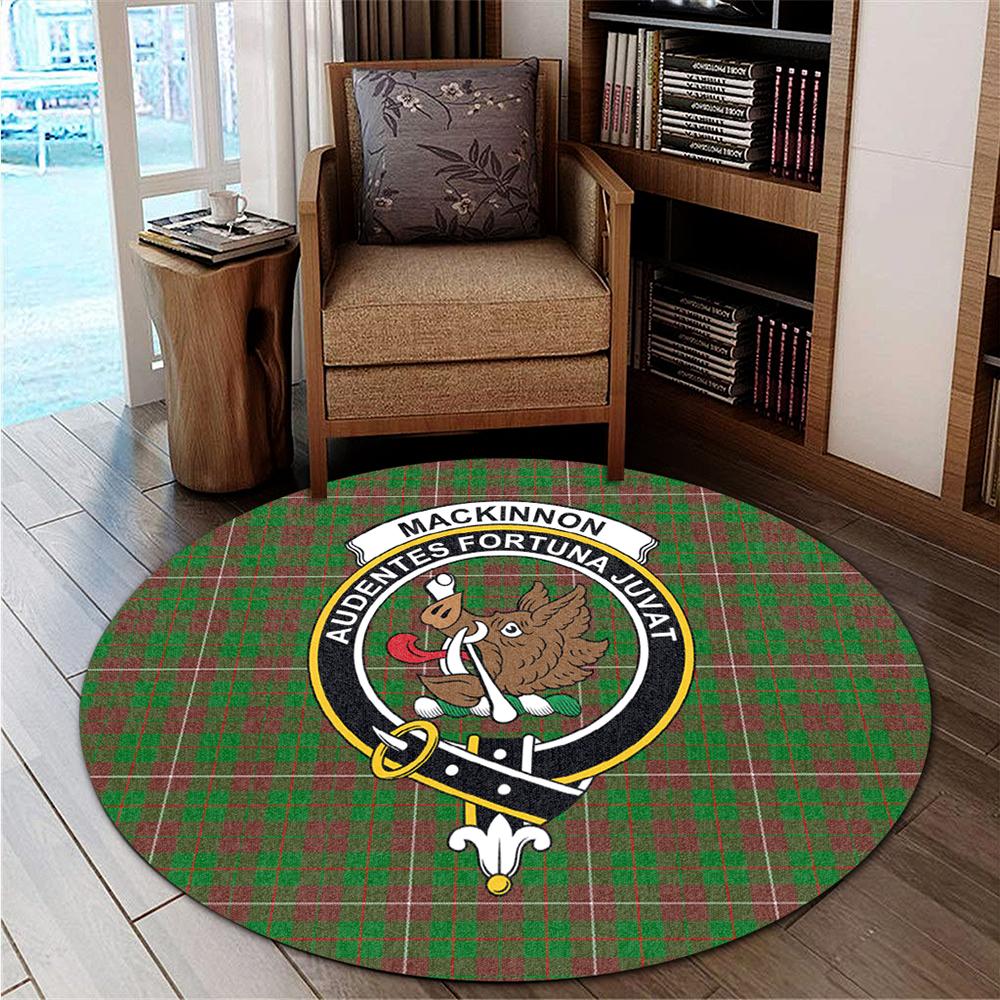 MacKinnon Hunting Modern Tartan Classic Crest Round Carpet