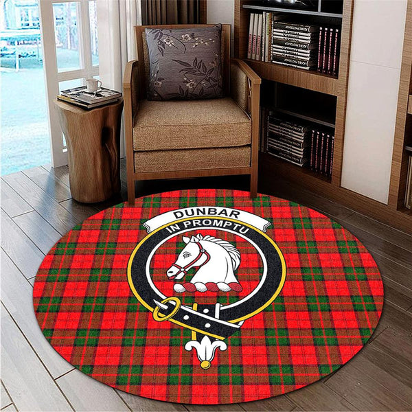 Dunbar Modern Tartan Classic Crest Round Carpet