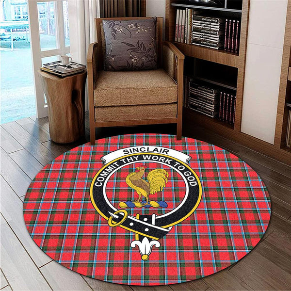 Sinclair Modern Tartan Classic Crest Round Carpet