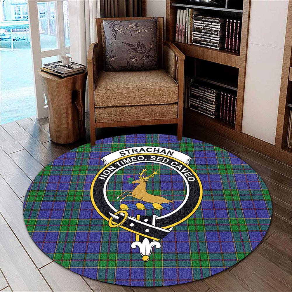 Strachan Tartan Classic Crest Round Carpet