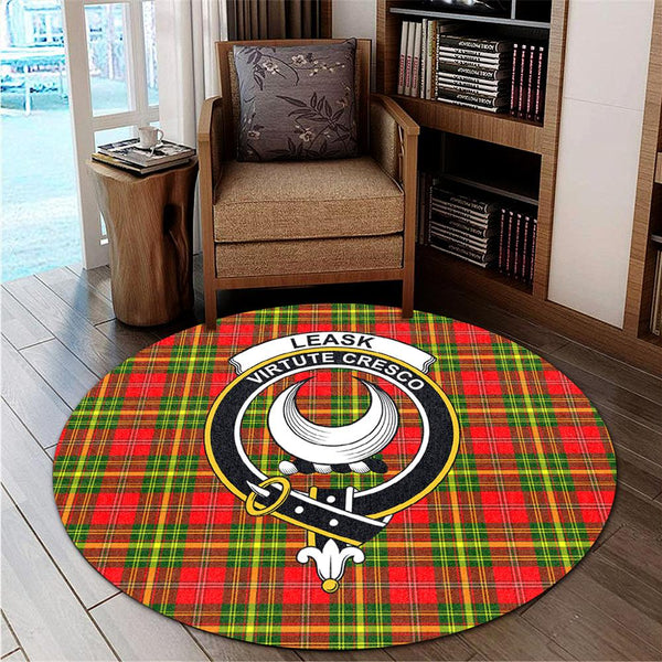 Leask Tartan Classic Crest Round Carpet