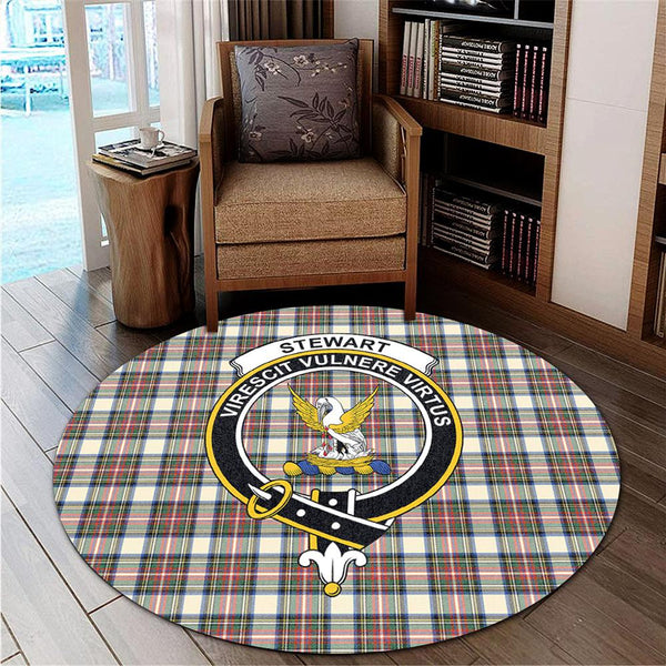 Stewart Dress Ancient Tartan Classic Crest Round Carpet