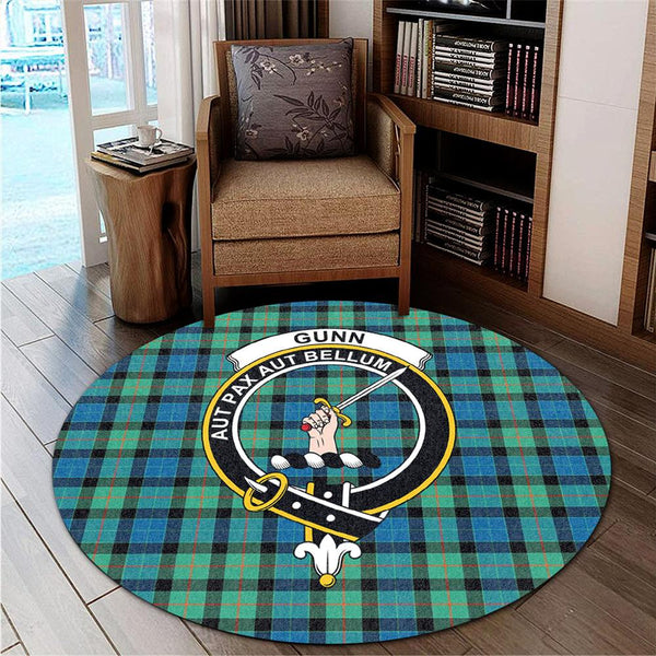 Gunn Ancient Tartan Classic Crest Round Carpet