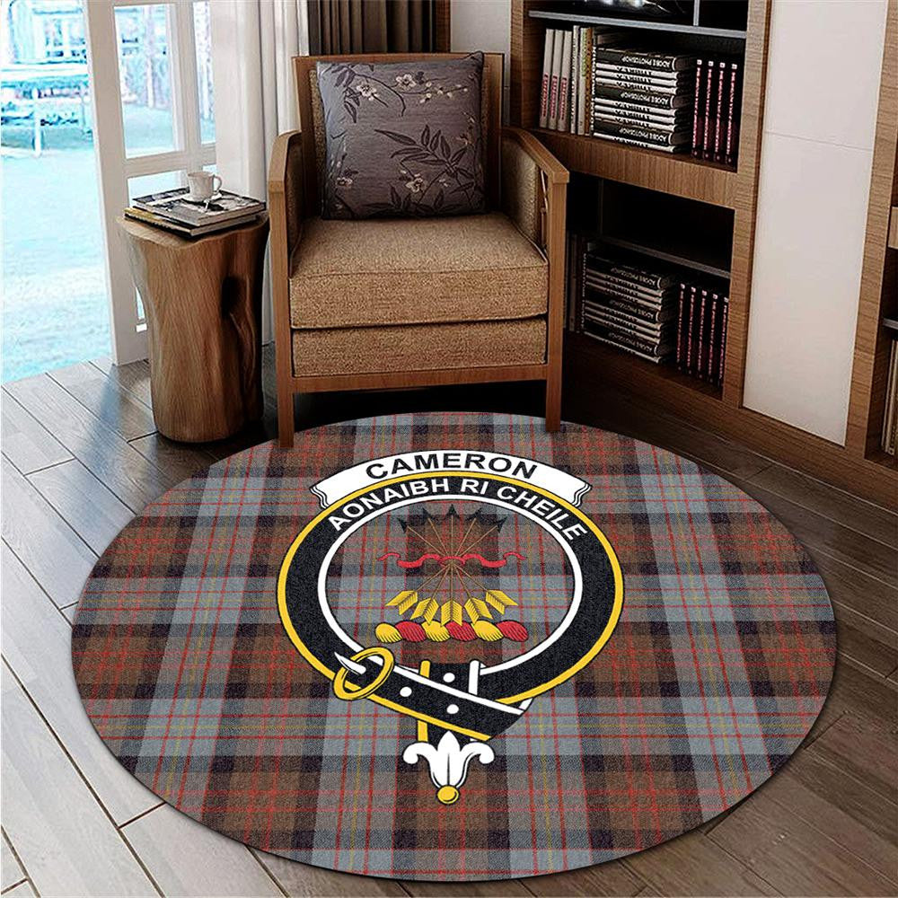 Cameron of Erracht Weathered Tartan Classic Crest Round Carpet