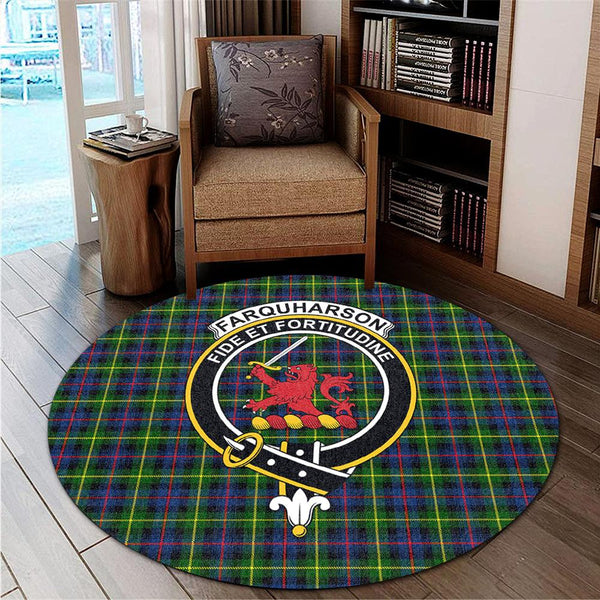 Farquharson Modern Tartan Classic Crest Round Carpet