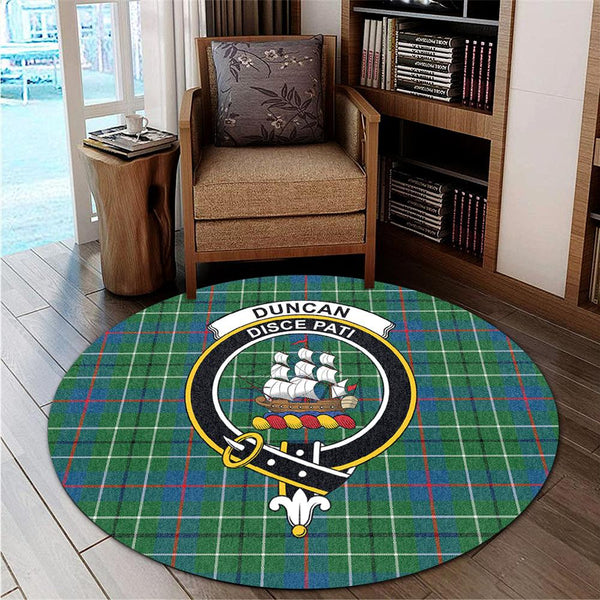 Duncan Ancient Tartan Classic Crest Round Carpet