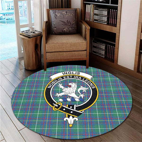 Inglis Ancient Tartan Classic Crest Round Carpet