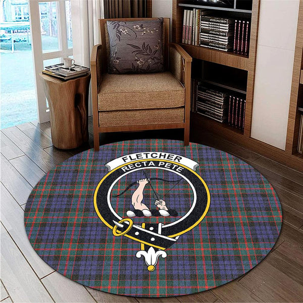 Fletcher of Dunans Tartan Classic Crest Round Carpet