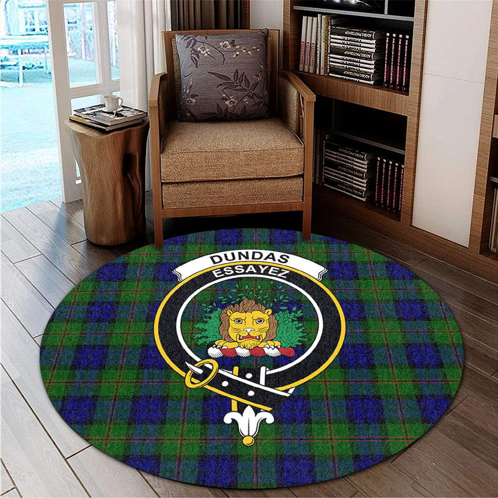 Dundas Modern 02 Tartan Classic Crest Round Carpet