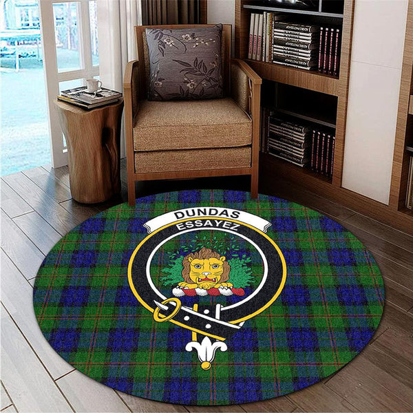 Dundas Modern 02 Tartan Classic Crest Round Carpet