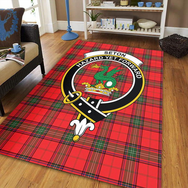 Seton Modern Tartan Crest Area Rug