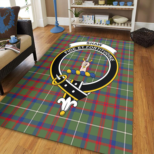 Shaw Green Modern Tartan Crest Area Rug