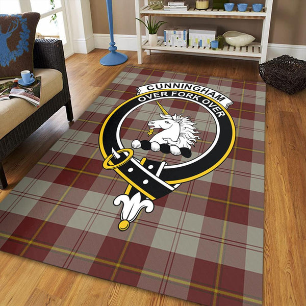 Cunningham Burgundy Dancers Tartan Crest Area Rug