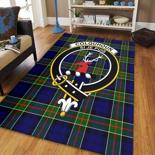 Colquhoun Modern Tartan Crest Area Rug