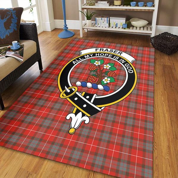 Fraser Weathered Tartan Crest Area Rug