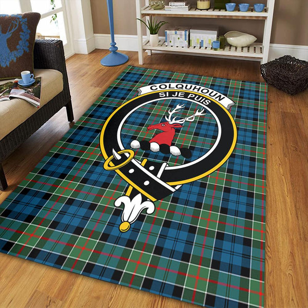 Colquhoun Ancient Tartan Crest Area Rug