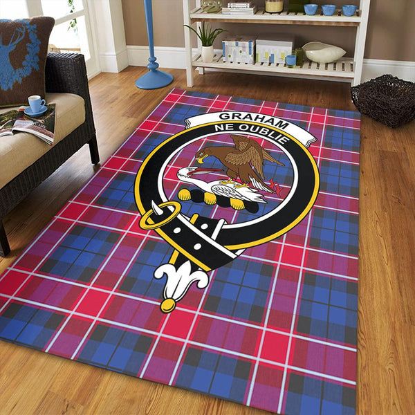 Graham of Menteith Red Tartan Crest Area Rug