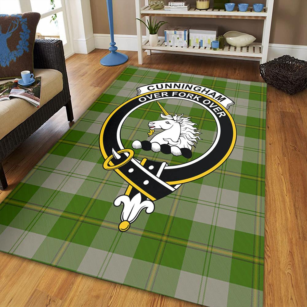 Cunningham Dress Green Dancers Tartan Crest Area Rug