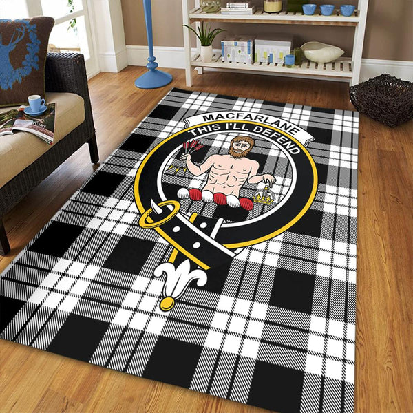 MacFarlane Black & White Ancient Tartan Crest Area Rug