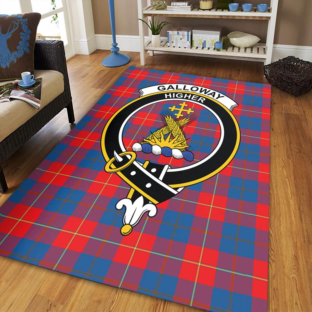 Galloway Red Tartan Crest Area Rug