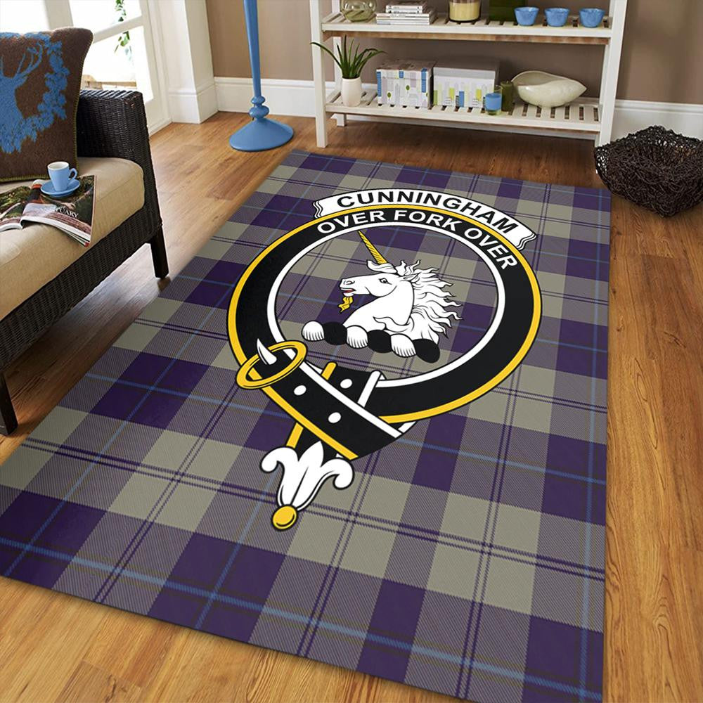 Cunningham Dress Blue Dancers Tartan Crest Area Rug