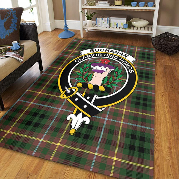 Buchanan Hunting Tartan Crest Area Rug