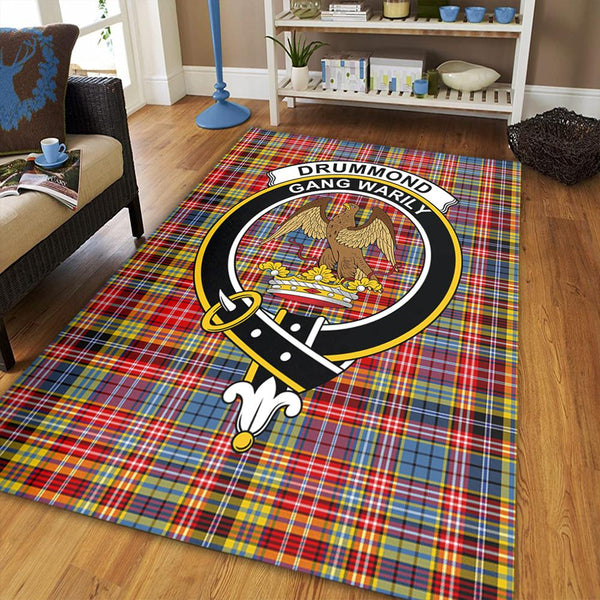 Drummond of Strathallan Tartan Crest Area Rug