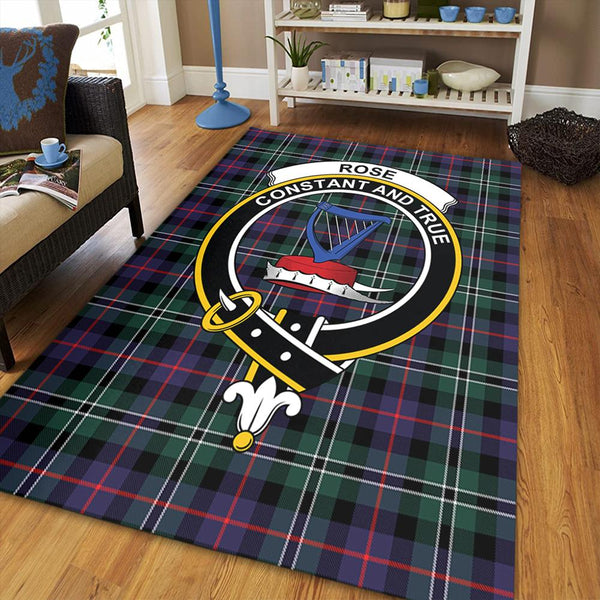 Rose Hunting Modern Tartan Crest Area Rug