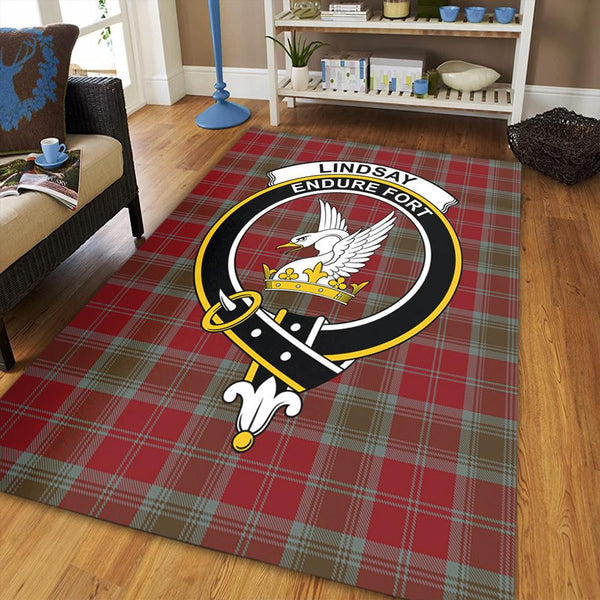 Lindsay Weathered Tartan Crest Area Rug