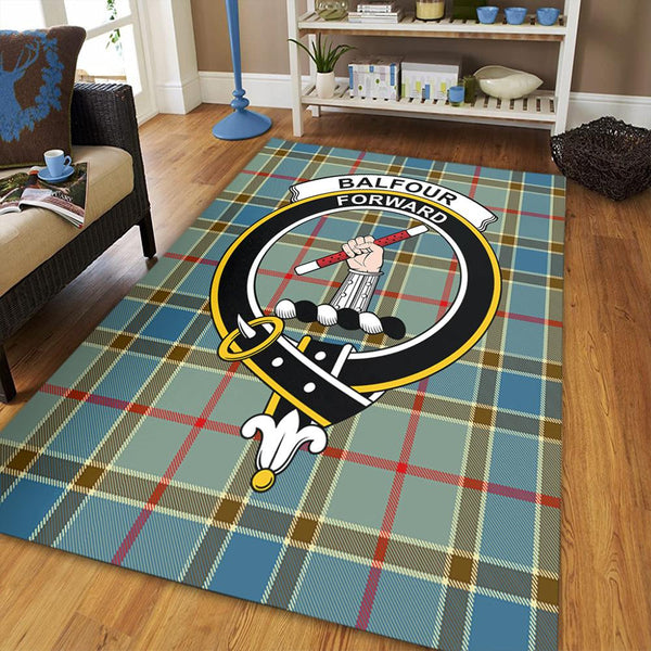 Balfour Blue Tartan Crest Area Rug