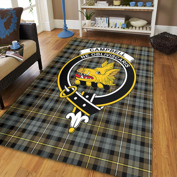 Campbell Argyll Weathered Tartan Crest Area Rug