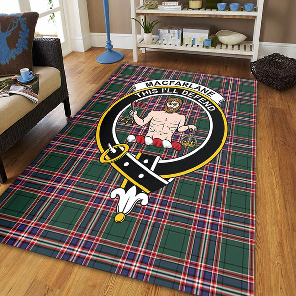 MacFarlane Hunting Modern Tartan Crest Area Rug