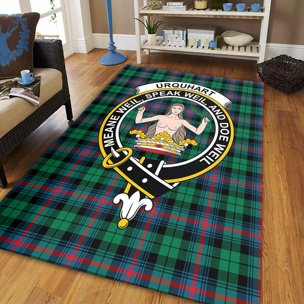 Urquhart Broad Red Ancient Tartan Crest Area Rug