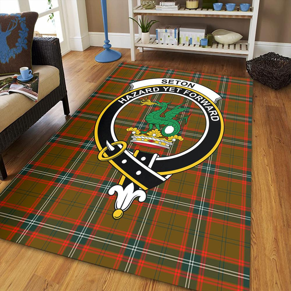 Seton Hunting Modern Tartan Crest Area Rug