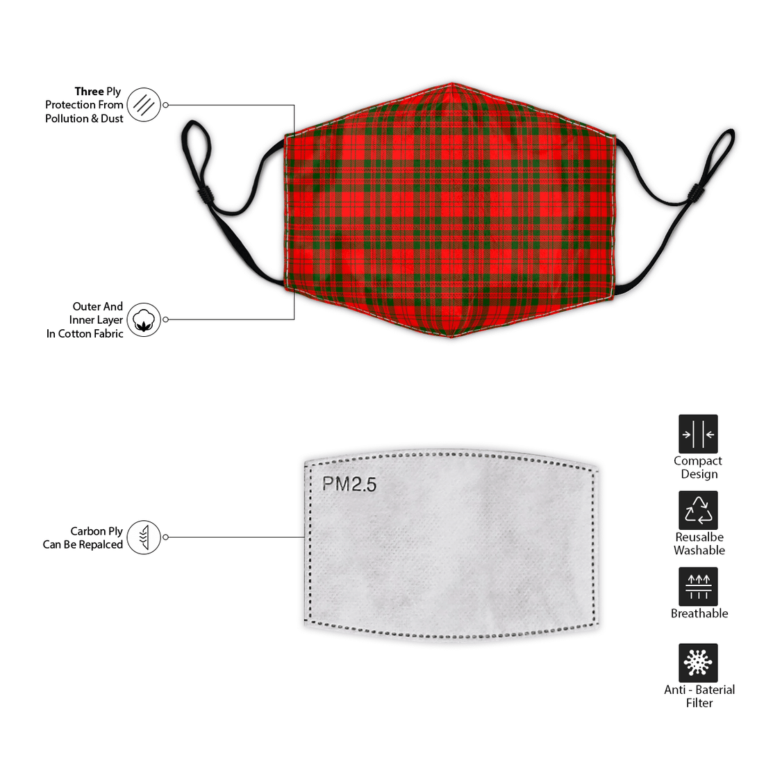 Celticprime Accessories - Livingstone Modern Tartan Fabric Mask (With Filters)