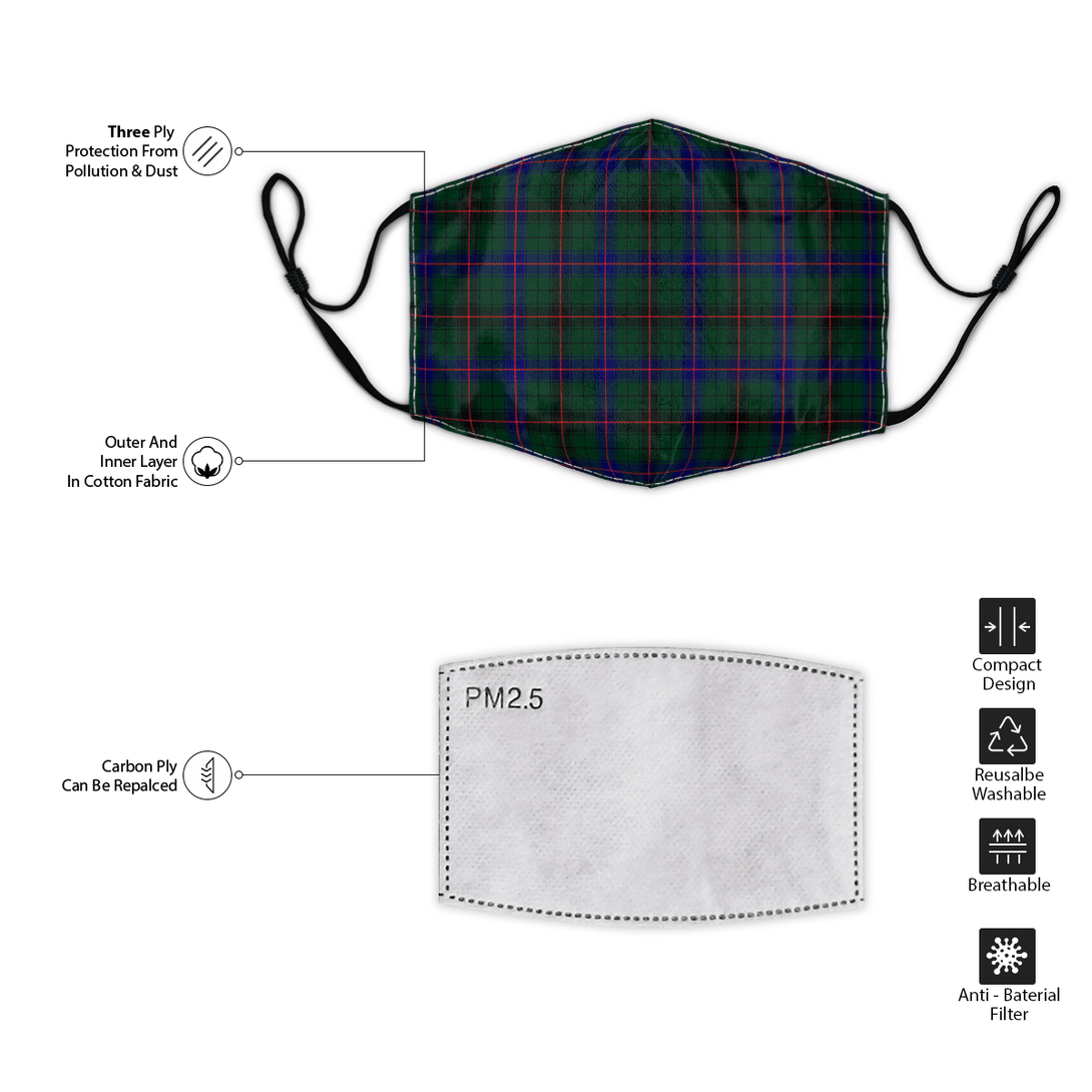 Celticprime Accessories - Davidson Modern Tartan Fabric Mask (With Filters)