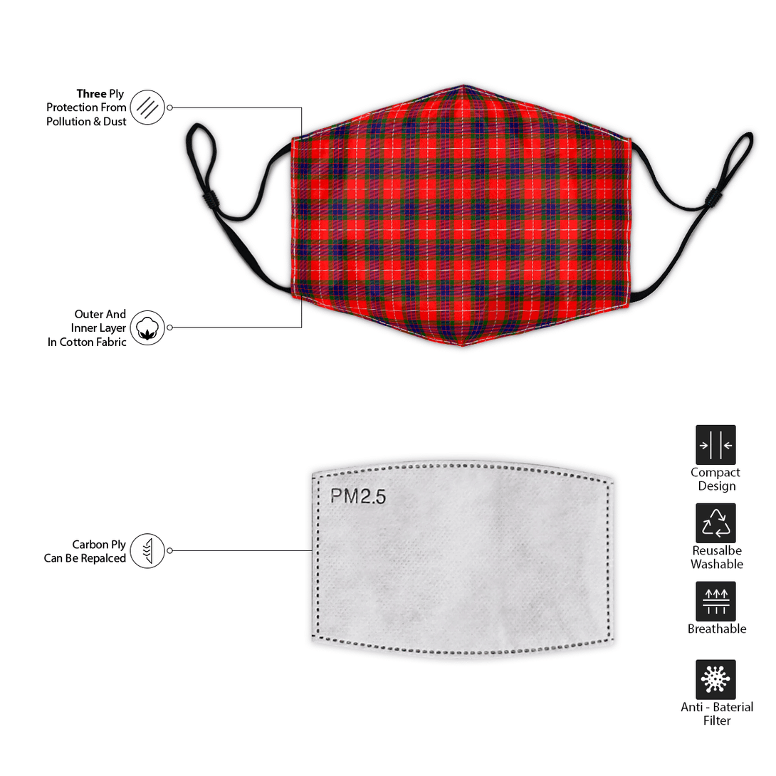 Celticprime Accessories - Fraser Modern Tartan Fabric Mask (With Filters)