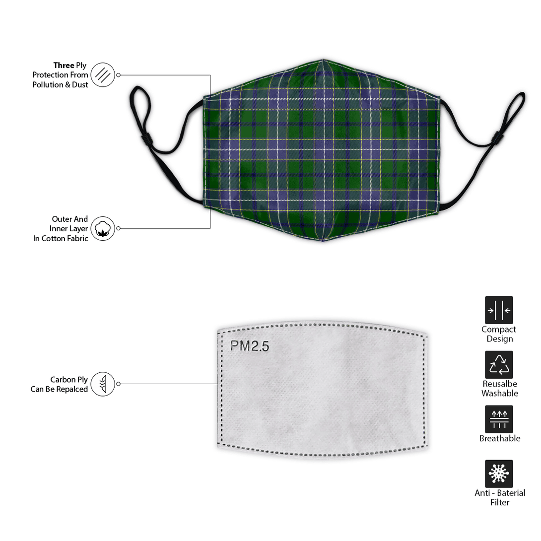 Celticprime Accessories - Wishart Hunting Modern Tartan Fabric Mask (With Filters)