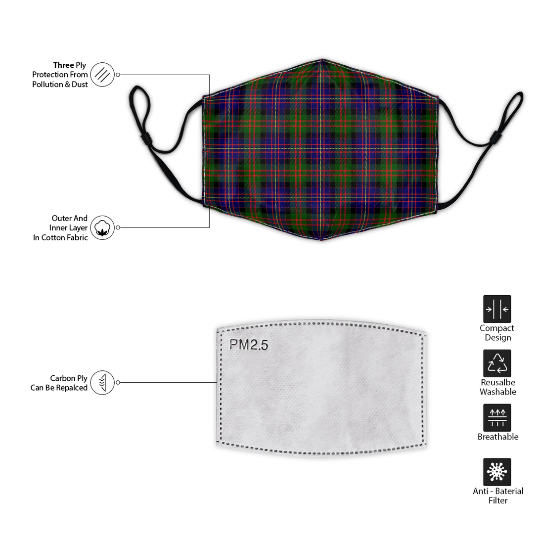 Celticprime Accessories - Cameron of Erracht Modern Tartan Fabric Mask (With Filters)