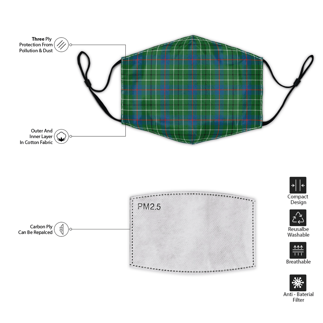 Celticprime Accessories - Duncan Ancient Tartan Fabric Mask (With Filters)