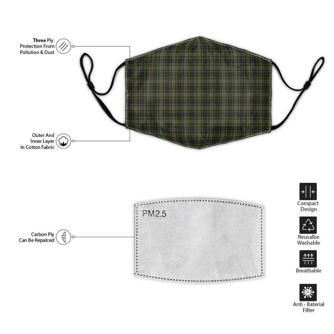 Celticprime Accessories - Davidson Tulloch Dress Tartan Fabric Mask (With Filters)