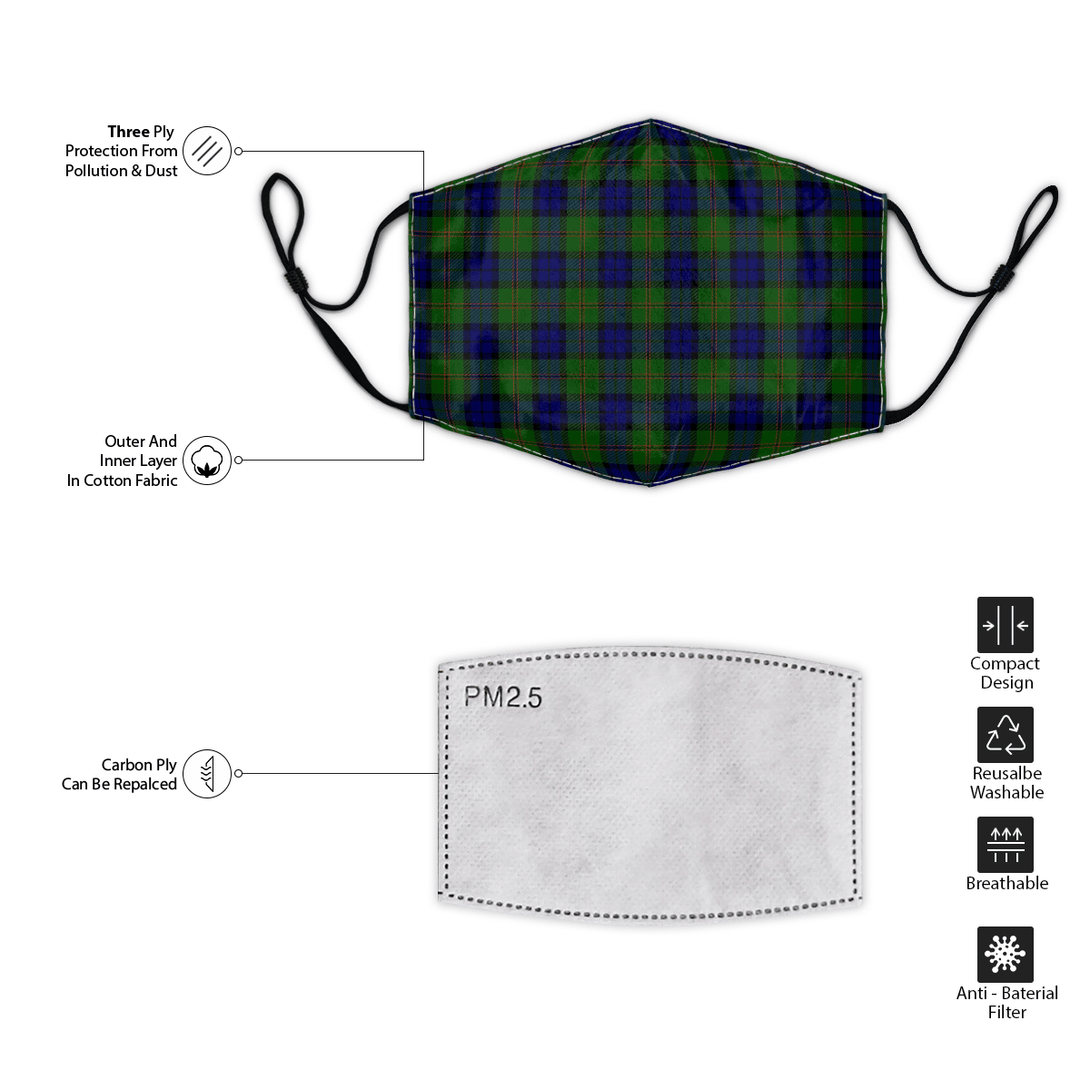 Celticprime Accessories - Dundas Modern Tartan Fabric Mask (With Filters)