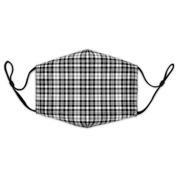 Celticprime Accessories - SCOTT BLACK & WHITE MODERN Tartan Fabric Mask (With Filters)